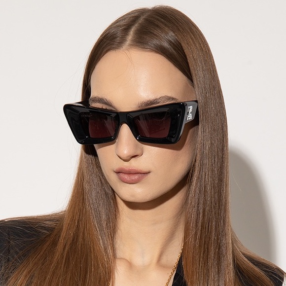 NEW OFF-WHITE ACCRA 007 BLACK SUNGLASSES CAT EYE WOMEN OERI027 1007 OFF-WHITE - Picture 2 of 10